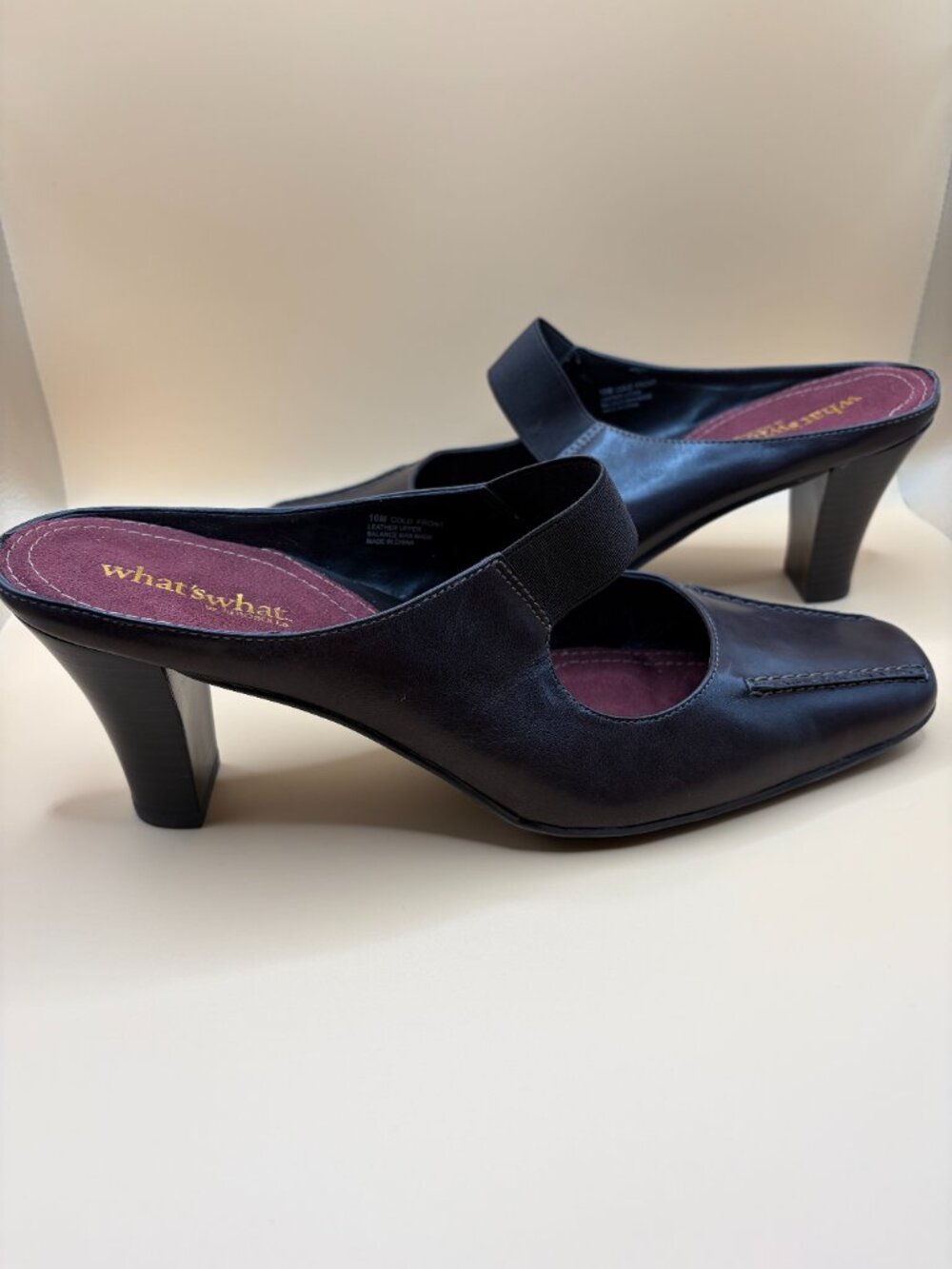 Brown Leather What'sWhat by Aerosoles Mules, Size 10M